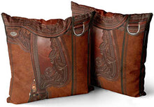 Load image into Gallery viewer, KELEMO Home Set of 2 Pillow Case Abstract Western Leather Look Saddle Tackle Throw Pillow Covers Cushion Decorative Pillowcase Square 20 x 20 Inches