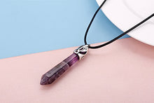 Load image into Gallery viewer, 7 PCS Hexagonal Crystal Quartz Stone Pendants with Leather Cord Necklaces for Necklace Jewelry Making