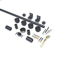 Load image into Gallery viewer, DIYHD 5FT Frameless Black Sliding Glass Shower Door Running Track Barn Shower Door Rolling Hardware