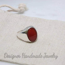 Load image into Gallery viewer, Carnelian Ring, Men's Signet Ring, Men's Silver Ring, Gifts For Him, Gemstone Ring, 925 Sterling Silver Ring, Flat Oval Gemstone Ring, Wedding Mens Ring