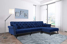 Load image into Gallery viewer, elvet Fabric Sectional Sofa Set Corner Couch with Chaise Lounge Living Room Furniture (Navy Blue)