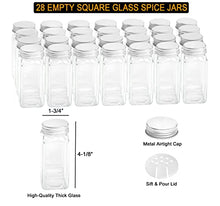 Load image into Gallery viewer, SpaceAid 4 Tier Spice Rack Organizer with 28 Spice Jars, 386 Spice Labels, Chalk Marker and Funnel Set for Cabinet, Countertop, Pantry, Cupboard or Door & Wall Mount