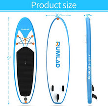 Load image into Gallery viewer, Rumlad Inflatable Stand Up Paddle Board 4 Inches Thick with One-Way Sup Dedicated Pump&Backpack,Adjustable Special Pulp,Simple Foot Rope,Waterproof Cell Phone Bag,Youth & Adult,Blue