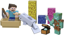 Load image into Gallery viewer, Minecraft Treasure Hunt Adventure Pack Figures, Accessories and Papercraft Blocks, Complete Play in a Box, Toy for Kids Ages 6 Years and Older