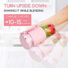 Load image into Gallery viewer, Portable Blender, Cordless Personal Blender Juicer, Mini Mixer, Smoothies Maker Fruit Blender Cup With USB Rechargeable, 10oz/300ml for Home, Office, Sports, Travel, Outdoors, by Aeitto, Pink
