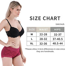 Load image into Gallery viewer, Wanmeiqinglv Women's Sexy Lace Hipster Underwear Cotton High Waist Boyshorts Panties For Women Seamless Ladies Briefs 4 Pack (X-Large, Wine Red/Apricot/Jewelry Blue/Pink-4 Pack, x_l)