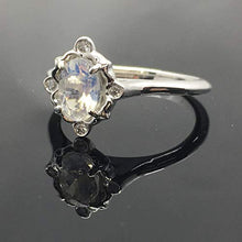 Load image into Gallery viewer, Moonstone Engagement Ring - .925 Sterling Silver Victorian Moonstone Engagement Ring - Vintage Inspired Moonstone Ring - Rainbow Moonstone Ring
