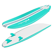 Load image into Gallery viewer, Wavestorm-15th Anniversary Edition Soft Top Foam 8ft Surfboard | for Beginners and All Levels | Includes Accessories | Leash and Multiple Fin Options, Turquoise pinline