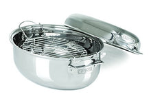 Load image into Gallery viewer, Viking 3-Ply Stainless Steel Oval Roaster with Metal Induction Lid and Rack, 8.5 Quart
