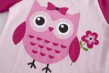 Load image into Gallery viewer, Owl Little Girls Short Sleeve Pajama Sets 100% Cotton Pjs Size 7