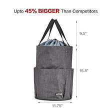 Load image into Gallery viewer, HOMEST XL Yarn Storage Tote, Tangle Free with 6 Oversized Grommets, Knitting and Crochet Organizer, Large Craft Supplies Bag with Drawstring Closure, Grey (Patent Design)