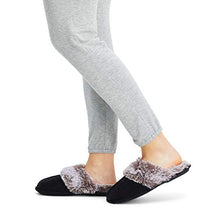 Load image into Gallery viewer, Jessica Simpson Women's Comfy Faux Fur House Slipper Scuff Memory Foam Slip on Anti-Skid Sole, Black, Small