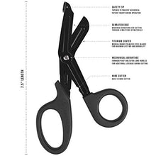 Load image into Gallery viewer, 7.5" EMT Trauma Shears (Various Colors) - Heavy Duty Bandage Scissors, Military-Grade for Doctors, Nurse, Paramedic First Responder and First Aid Emergency Trauma Kits (Black Shears)
