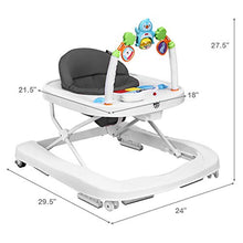 Load image into Gallery viewer, BABY JOY Baby Walker, 2 in 1 Foldable Activity Walk Behind Walker with Adjustable Height & Speed, Friction Control Functions, High Back Padded Seat, Music, Detachable Penguin Play Bar (Gray)