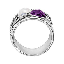 Load image into Gallery viewer, Silpada 'Heavenly' 3 ct Moonstone & Natural Amethyst Ring in Sterling Silver, Size 8