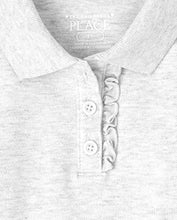 Load image into Gallery viewer, The Children's Place Baby Girls and Toddler Girls Long Sleeve Ruffle Pique Polo, Lunar Gray, 2T