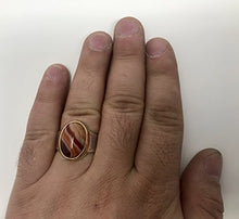 Load image into Gallery viewer, KAR 925K STERLING SILVER NATURAL VEINY AGATE (Aqeeq) MEN'S RING USA SELLER K32F (8)