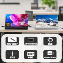 Load image into Gallery viewer, Portable Monitor Bundle - InnoView 15.8'' Black & 15.6'' Silver 1080P FHD External Screen IPS HDR USB-C HDMI Gaming Monitor for Laptop PC Smartphone with Protective Case