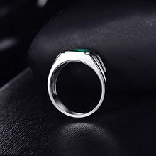 Load image into Gallery viewer, Lanmi 14K White Gold Natural Men's Emerald Ring Sapphire Tanzanite Engagement Wedding Band with Diamonds for Man