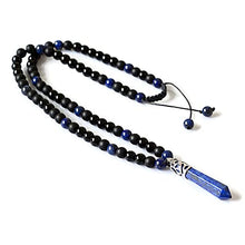 Load image into Gallery viewer, Blue Lapis Lazuli Black Onyx Healing Crystal Long Mens Necklace September December Birthstone Gift for Men