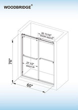 Load image into Gallery viewer, WOODBRIDGE SDD6076-B Frameless Shower Doors 56-60" Width x 76" Height with 3/8"(10mm) Clear Tempered Glass, 2 Ways Opening & Double Sliding Nickel Finish, Brushed Nickle