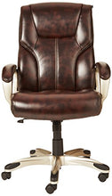 Load image into Gallery viewer, AmazonBasics High-Back, Leather Executive, Swivel, Adjustable Office Desk Chair with Casters, Brown