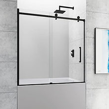Load image into Gallery viewer, Tampa Single Sliding Frameless Bathtub Shower Doors, 55-59 inch Width Adjustable x 60 inch Height, 5/16 inch Tempered Glass with Hardware Kit, Matte Black