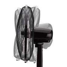 Load image into Gallery viewer, Amazon Basics Oscillating Dual Blade Standing Pedestal Fan with Remote - 16-Inch, Black
