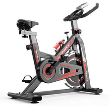 Load image into Gallery viewer, Indoor Cycling Bike Stationary, Quiet Smooth Belt Drive System Flywheel Exercise Bike with Heart Rate, LCD Monitor, Adjustable Seat and Handlebars & Base for Home Workout (Black)