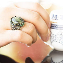 Load image into Gallery viewer, Sterling Silver Men Ring, Moss Agate Natural Gemstone, Free Express Shipping
