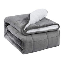 Load image into Gallery viewer, BUZIO Sherpa Fleece Weighted Blanket for Adult, 15 lbs Thick Fuzzy Bed Blanket with Soft Plush Flannel, Dual Sided Cozy Fluffy Blanket, 48 x 72 inches, Grey