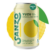 Load image into Gallery viewer, Sanzo Flavored Sparkling Water - Yuzu (Lemon) 12-Pack - Made with Real Fruit and Sugar-Free - Non-GMO, Gluten-Free and Vegan - 12 Fl Oz Cans - Pair Perfectly With Ginger For A Balanced Punch.