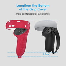 Load image into Gallery viewer, Touch Controller Grip Leather Cover for Oculus Quest 2, EWalos Double Protection Anti-Throw Silicone Handle Cover with PU Leather Knuckle Strap, DSLR Hand Strap Style Design(Red, 1 Pair)