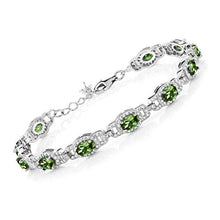 Load image into Gallery viewer, Gem Stone King 8.00 Ct Oval Green Tourmaline 925 Sterling Silver 7 Inch Bracelet With 1 Inch Extender