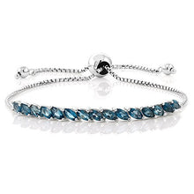 Load image into Gallery viewer, Gem Stone King 925 Sterling Silver London Blue Topaz Women's Tennis Bracelet (1.50 Total Carat Weight, Gemstone Birthstone, Fully Adjustable)