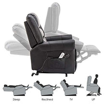 Load image into Gallery viewer, Electric Power Lift Recliner Chair Dual TUV Motor Infinite-Positions Lay Flat Sleeper Faux Leather Lounge w/Remote Control Dual USB Charging Ports 7298 (Black)