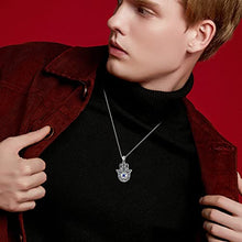Load image into Gallery viewer, Hamsa Evil Eye Necklace 925 Sterling Silver Hand of Fatima Crystal Necklace Evil Eye Vintage Pendant Jewelry for Women Man