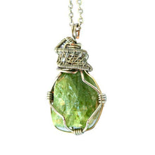 Load image into Gallery viewer, Raw Peridot Crystal Necklace - Wire-Wrapped Green Gemstone Pendant - Handmade August Birthstone Jewelry