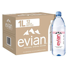 Load image into Gallery viewer, evian Natural Spring Water, Naturally Filtered Spring Water in Large Bottles, 33.81 Fl Oz (Pack of 12)