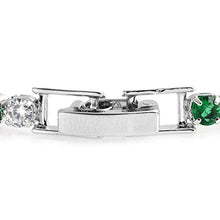 Load image into Gallery viewer, Silvertone Cubic Zirconia CZ Round Created Emerald Diamond Huggie Hoops Hoop Earrings Tennis Bracelet Prom Fashion Set Jewelry for Women Size 7" Cttw 9.2