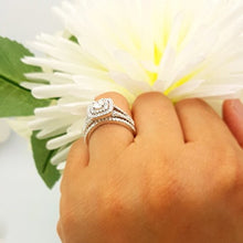 Load image into Gallery viewer, Dazzlingrock Collection 1.00 Carat (ctw) 10K Round Diamond Split Shank Halo Engagement Ring Set 1 CT, White Gold, Size 7