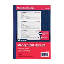 Load image into Gallery viewer, Adams Money and Rent Receipt Book, 3-Part, Carbonless, White/Canary/Pink, 7-5/8" x 10-7/8", Bound Wraparound Cover, 100 Sets per Book, 4 Receipts per Page (TC1182)