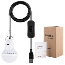 Load image into Gallery viewer, Onite USB LED Camping Light, Outdoor Light with Simple Switch, Also for Garage Warehouse Car Truck Fishing Boat Outdoor Portable LED Bulb, Emergency Light, or Children Bed Lamp, WarmWhite(Pack of 1)