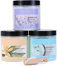 Load image into Gallery viewer, Spa Luxetique Epsom Salts for Soaking, Bath Salts Gift Set Foot Soak, Epsom Salts Bulk with Wooden Scoop, Moisturize Skin, Bath Salts for Women Relaxing for Christmas Gifts Set