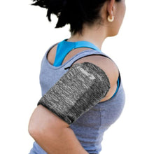 Load image into Gallery viewer, E Tronic Edge Phone Holder for Running - Cell Phone Arm Bands with Reflective Logo - Phone Strap Armband Fits iPhone and Android - Use for Running, Walking, Hiking, and Biking - Gray, Medium