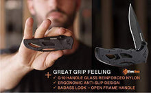 Load image into Gallery viewer, Folding Knife with Half Serrated Stainless Steel Tactical Blade and G10 Handle Perfect for Rescue, Hunting, Survival, Fishing, Hiking, Camping, Climbing, Work, Self Defense