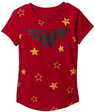 Load image into Gallery viewer, DC Comics Girls T-Shirt Wonder Woman Logo & Stars Print (Dark Red, Medium 7-8)