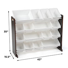 Load image into Gallery viewer, Humble Crew Extra-Large Toy Organizer, 16 Storage Bins, Espresso/White