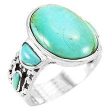 Load image into Gallery viewer, Sterling Silver Ring with Genuine Turquoise (SELECT color) (Turquoise, 11)
