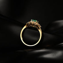 Load image into Gallery viewer, Beyond jewelry Genuine Emerald Diamond Ring 14K Yellow Gold Statement Rings for Women